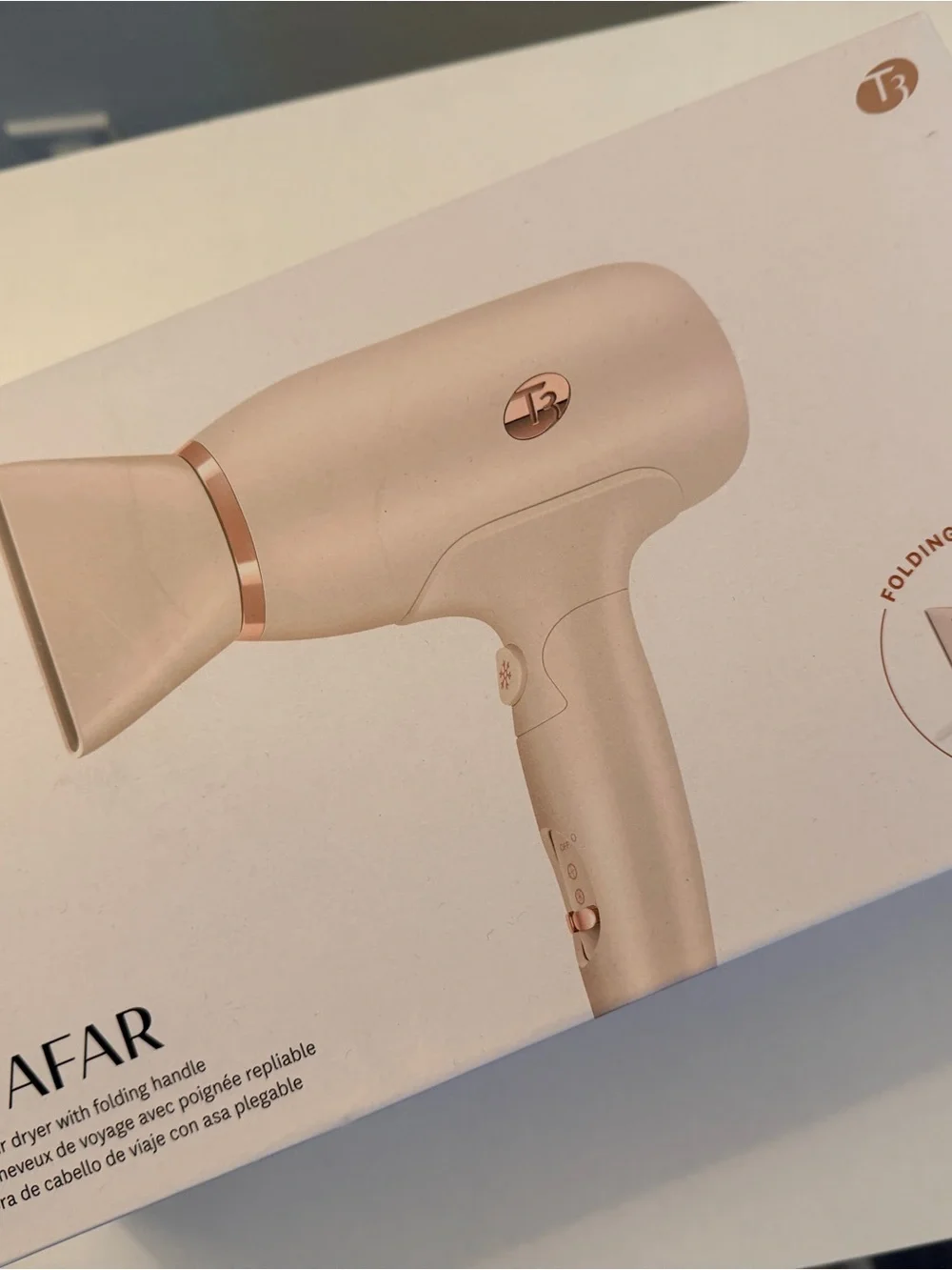T3 Afar Compact Travel Hair Dryer in Blush Pink